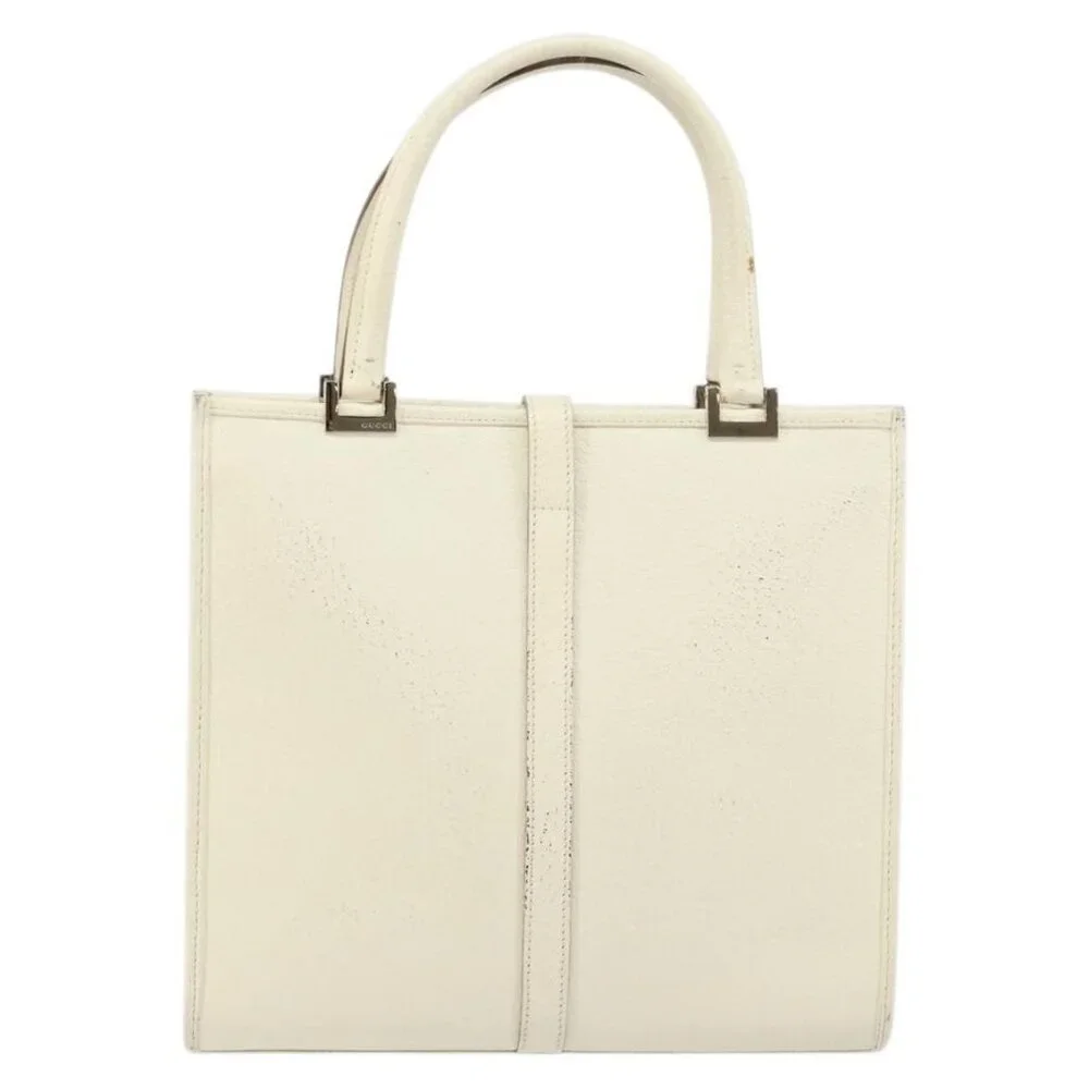 GUCCI Jackie Hand Bag Leather White Silver - Picture 3 of 16